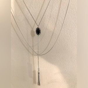 Black and silver evening pendant